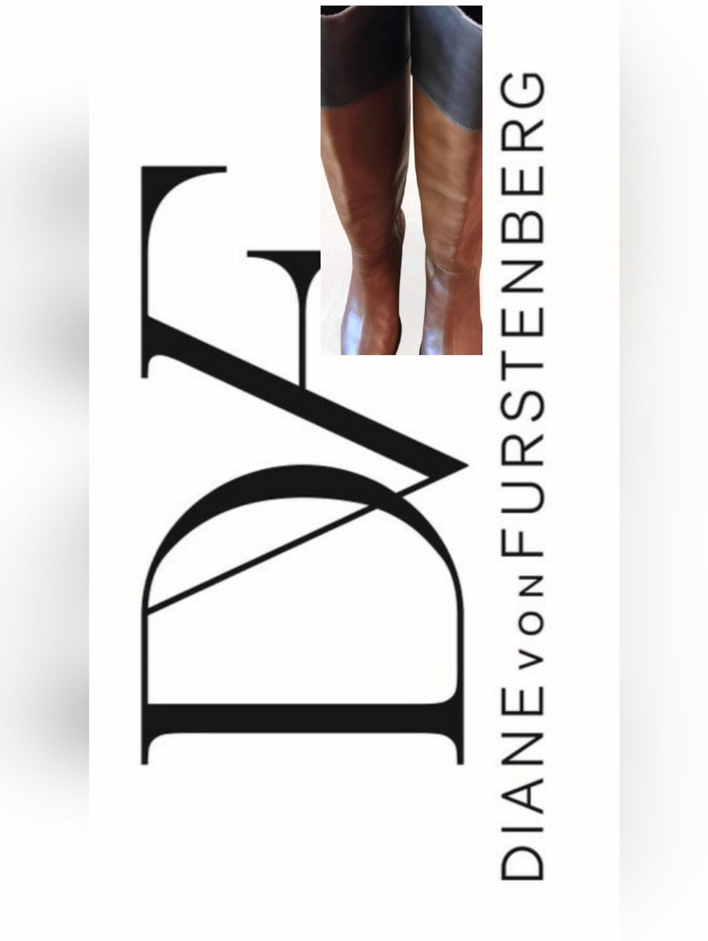 DVF Stylish Two-Tone Leather Riding Boots.